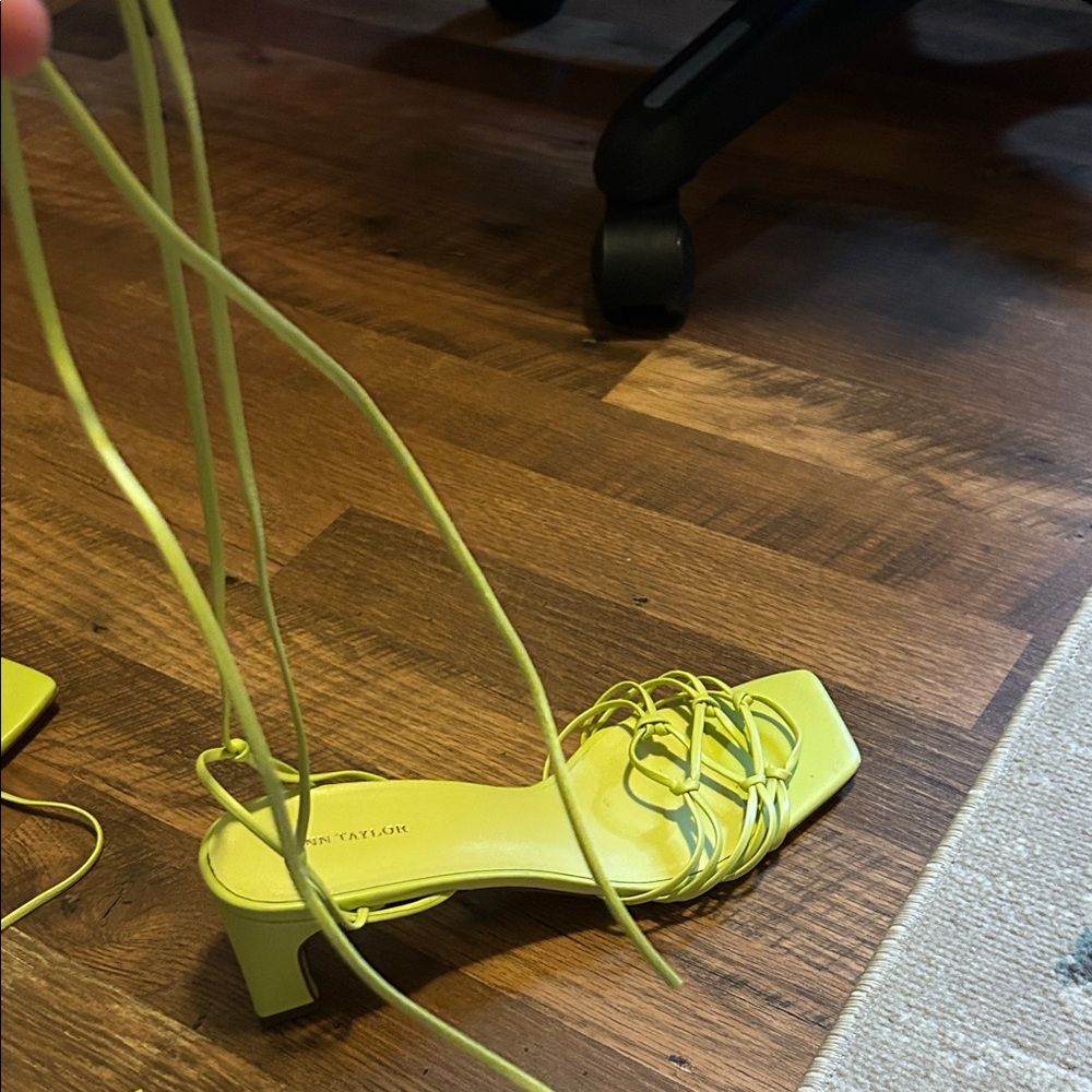 Ann Taylor Lime Green Strappy Block Heel Sandal
